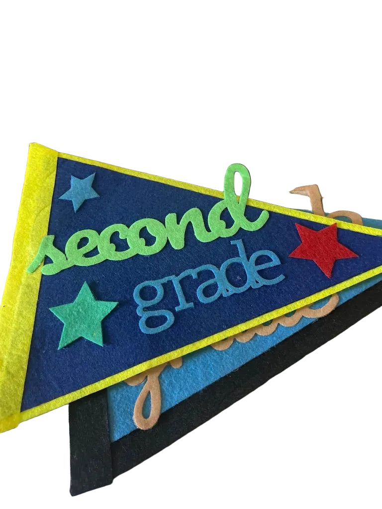 Colorful second grade felt pendant banner 