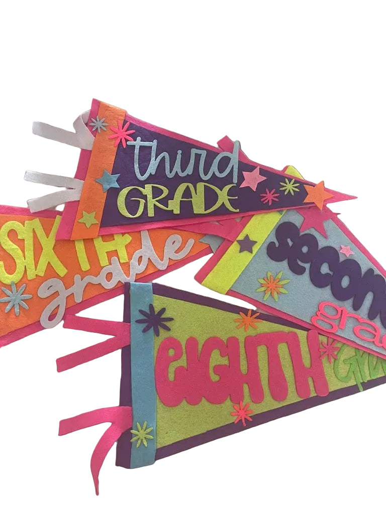 neon grade level pennant flag